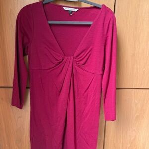 Pre-loved Cranberry Diane Von Furstenberg Chest-Knot Dress - Size 8